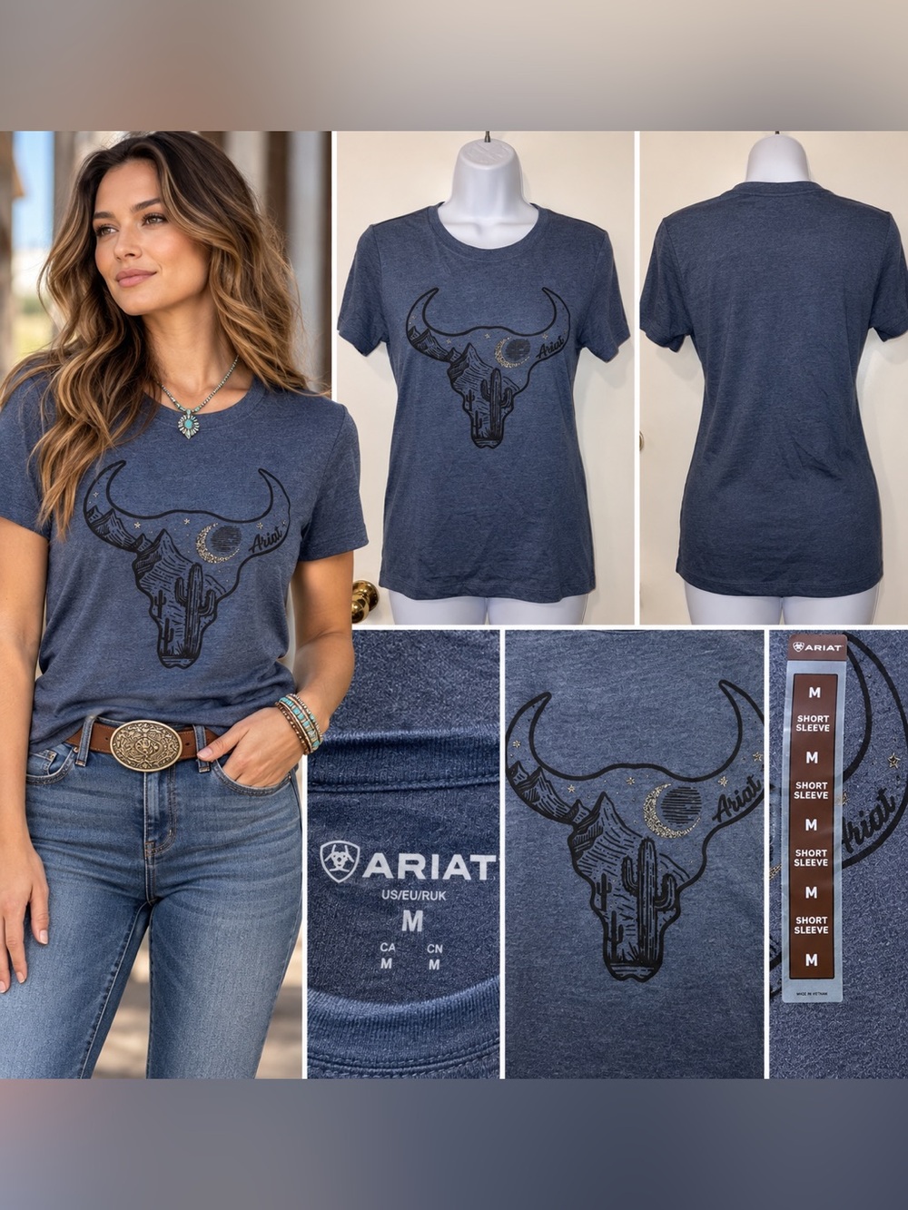 Ariat Heather Navy Crew Neck Tee